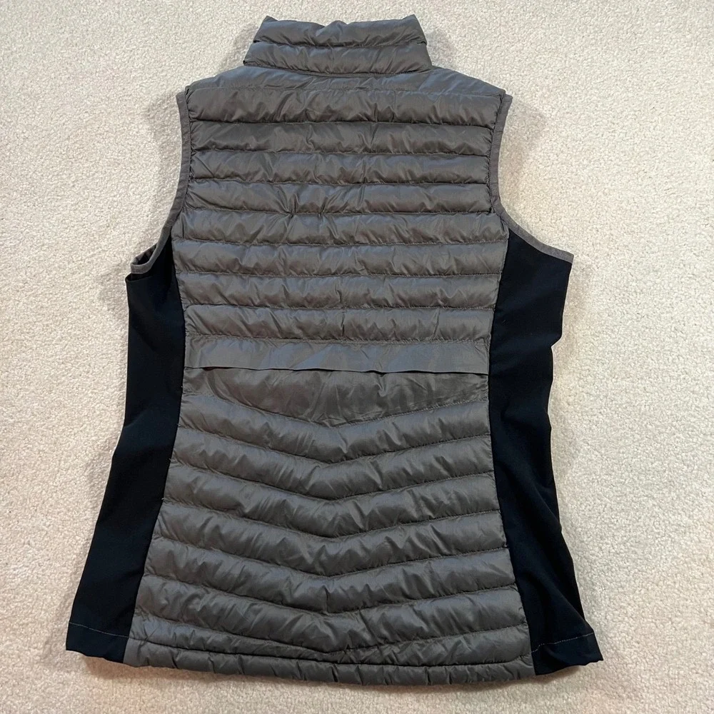 Columbia Puffer Vest Women's Medium Grey Black Hybrid Quilted Full Zip Hiking‎